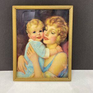 Vintage Art Deco Mother and Baby Framed Print